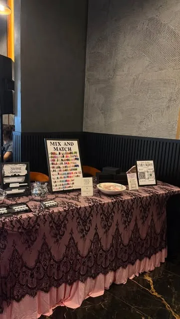 Her press-on display table at a pop-up